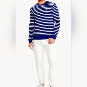 Polo Ralph Lauren Men's Blue and White Shirt Size L